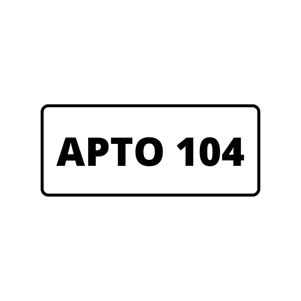 Placa de Identificação de Apartamento - Apto 104 Pvc1Mm 10X5Cm
