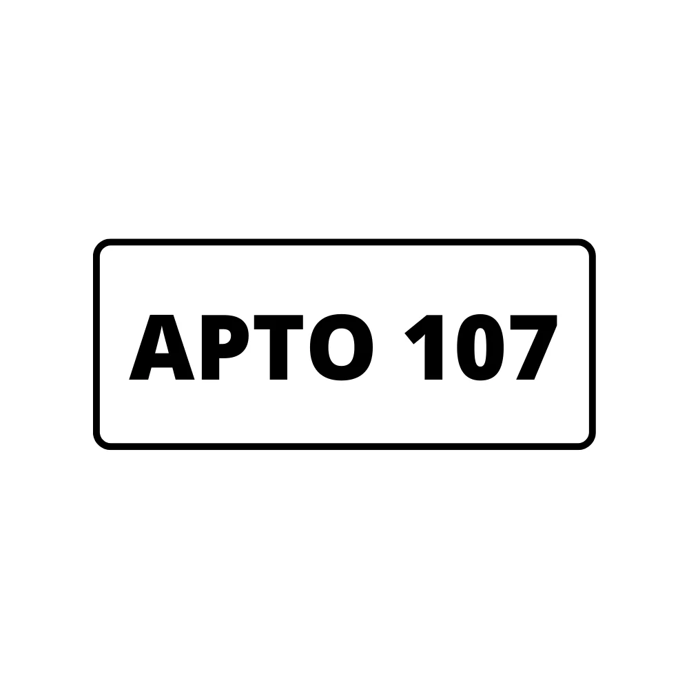 Placa de Identificação de Apartamento - Apto 107 Pvc1Mm 10X5Cm