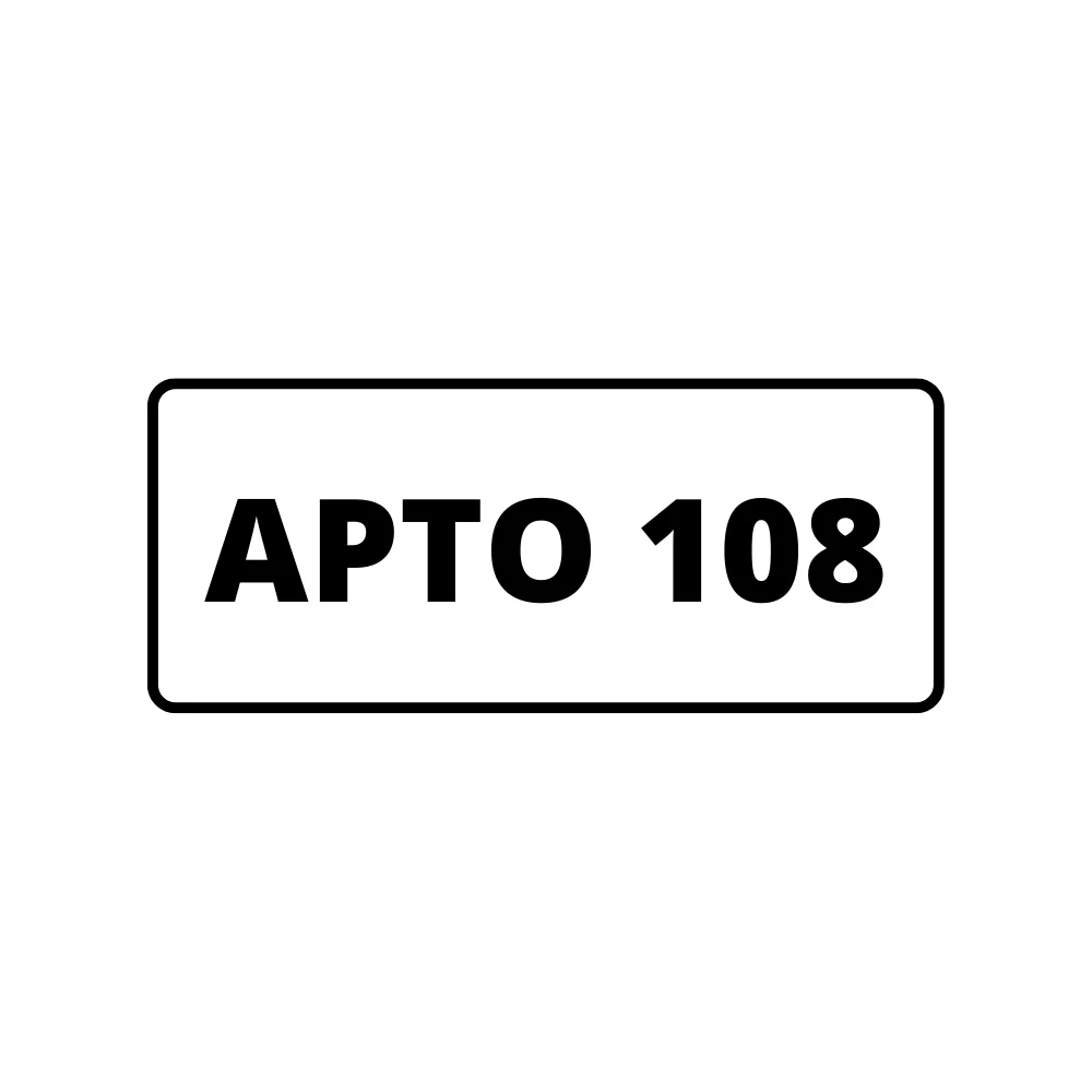 Placa de Identificação de Apartamento - Apto 108 Pvc1Mm 10X5Cm