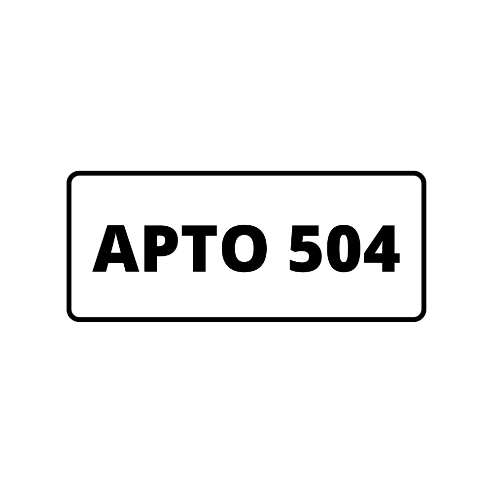 Placa de Identificação de Apartamento - Apto 504 Pvc1Mm 10X5Cm