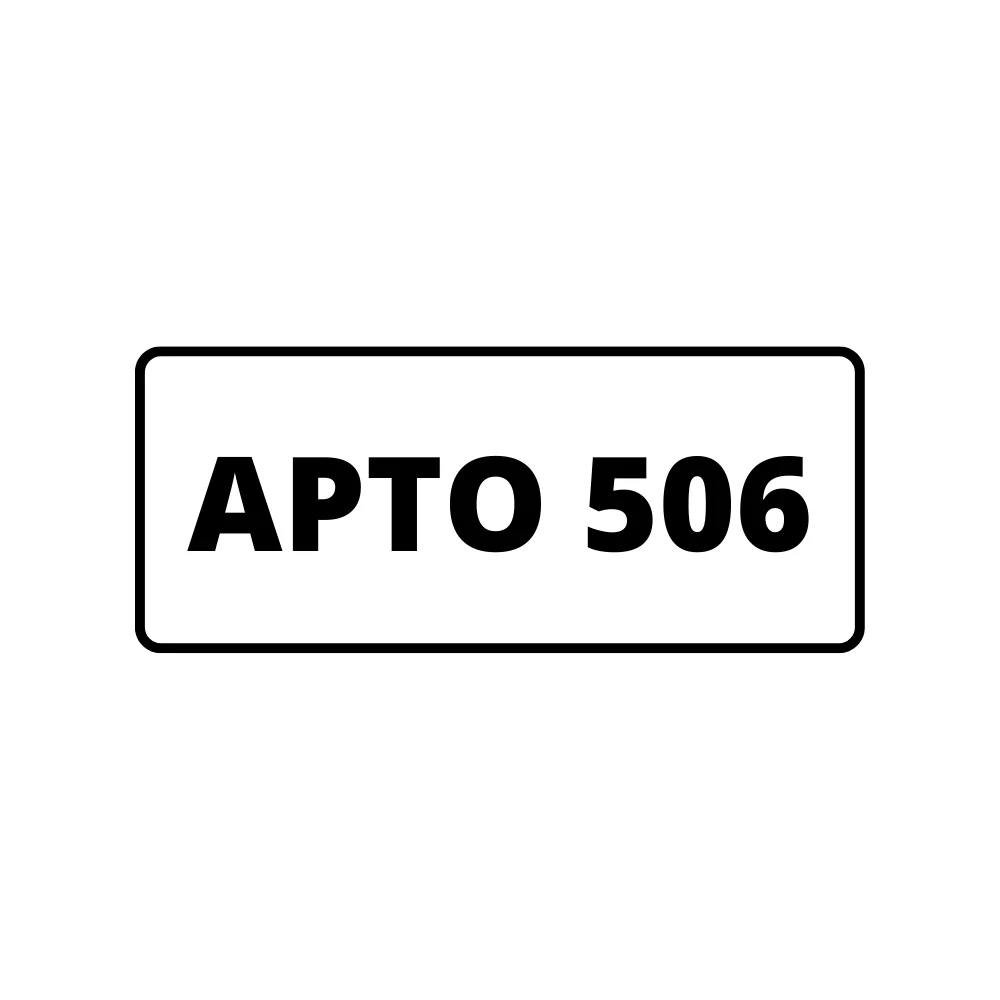 Placa de Identificação de Apartamento - Apto 506 Pvc1Mm 10X5Cm