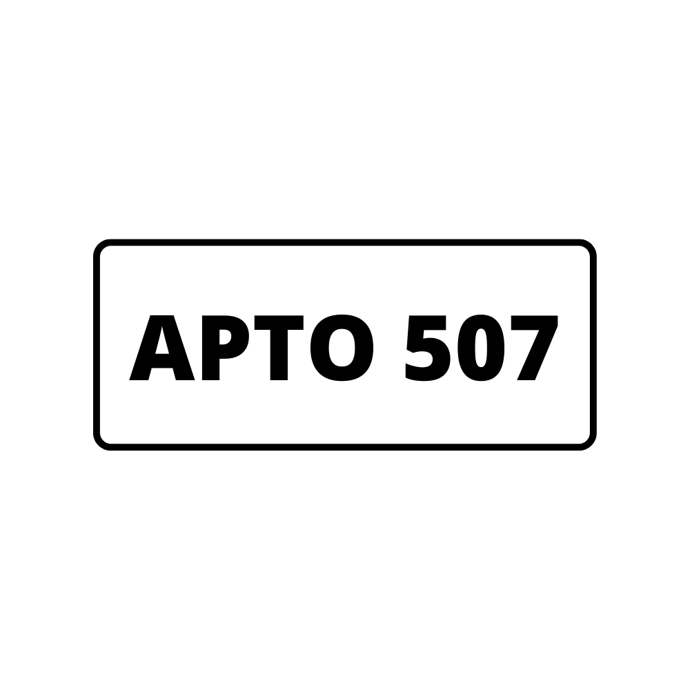 Placa de Identificação de Apartamento - Apto 507 Pvc1Mm 10X5Cm