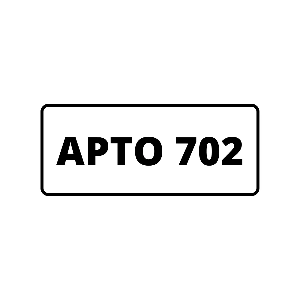 Placa de Identificação de Apartamento - Apto 702 Pvc1Mm 10X5Cm