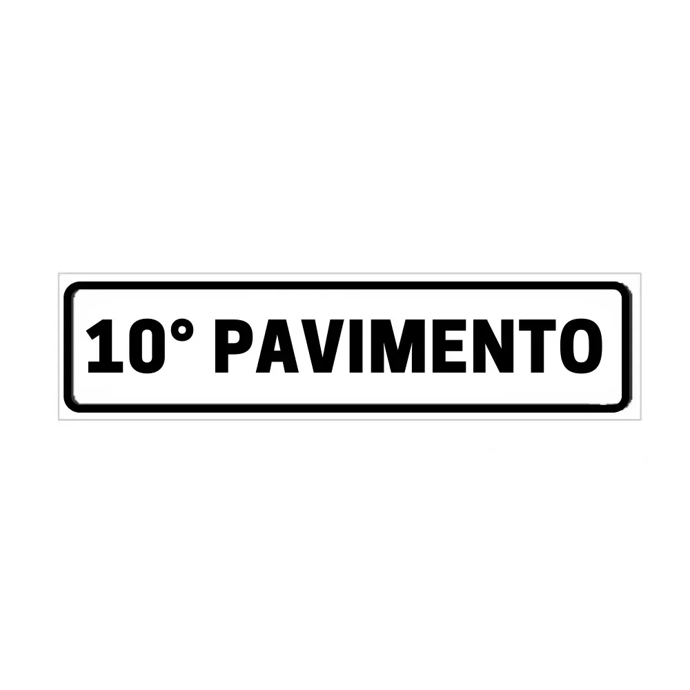 Placa de Identificação para Edifício - 10° Pavimento Pvc 1Mm 19X6Cm
