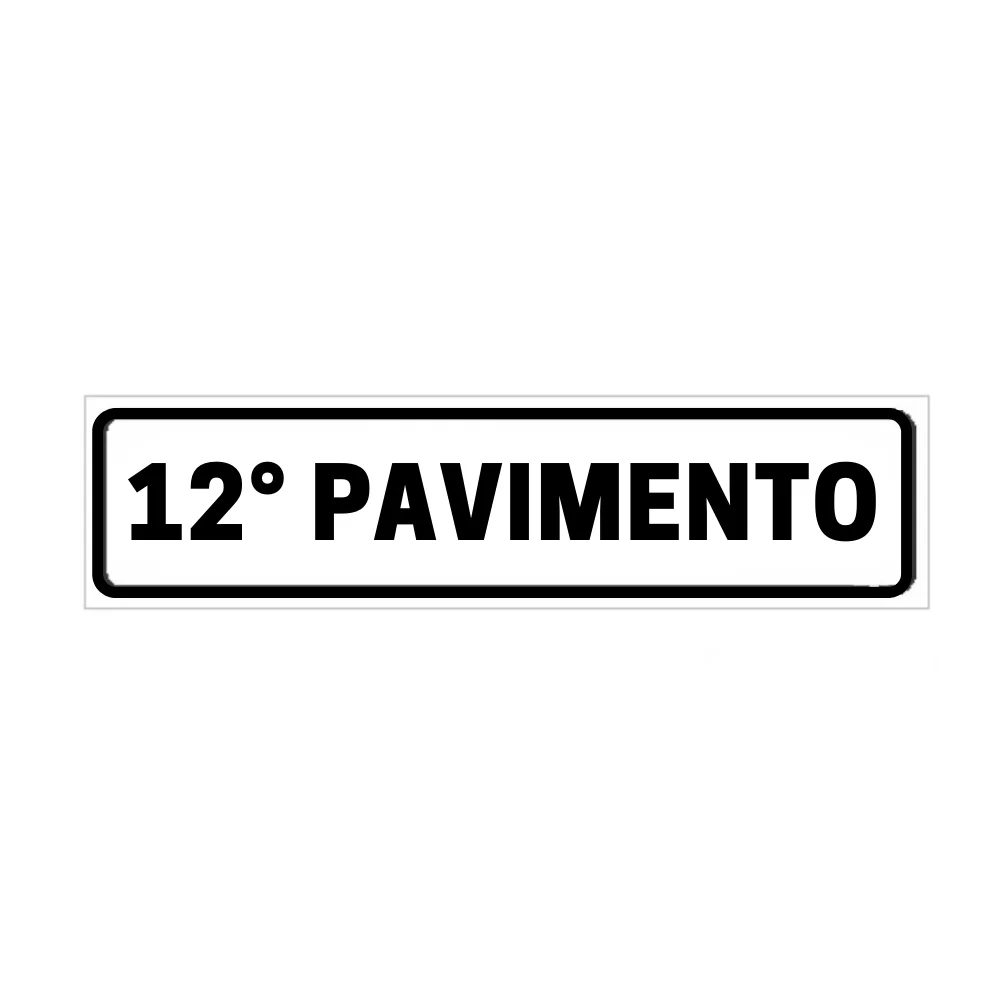 Placa de Identificação para Edifício - 12° Pavimento Pvc 1Mm 19X6Cm