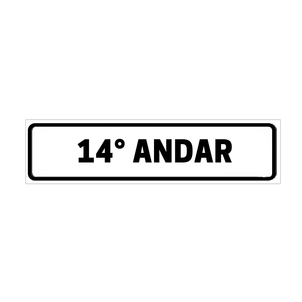 Placa de Identificação para Edifício - 14° Andar Pvc 1Mm 19X6Cm