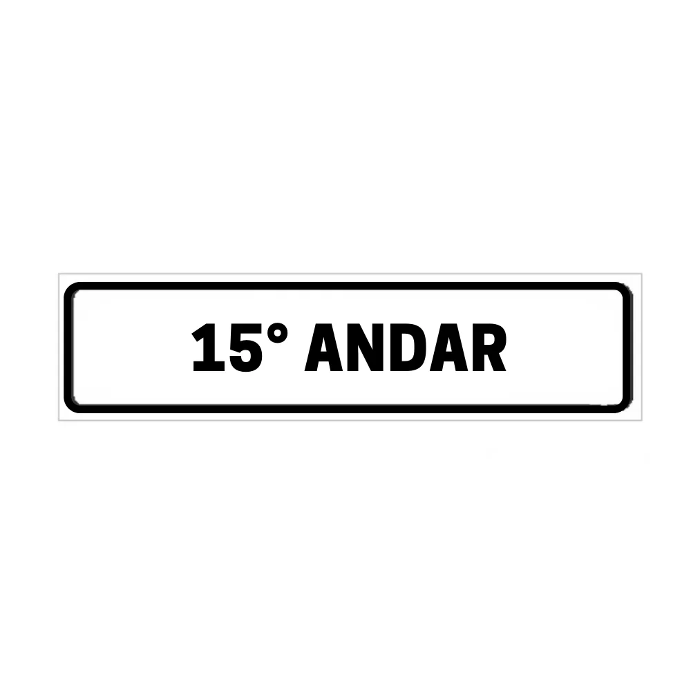 Placa de Identificação para Edifício - 15° Andar Pvc 1Mm 19X6Cm