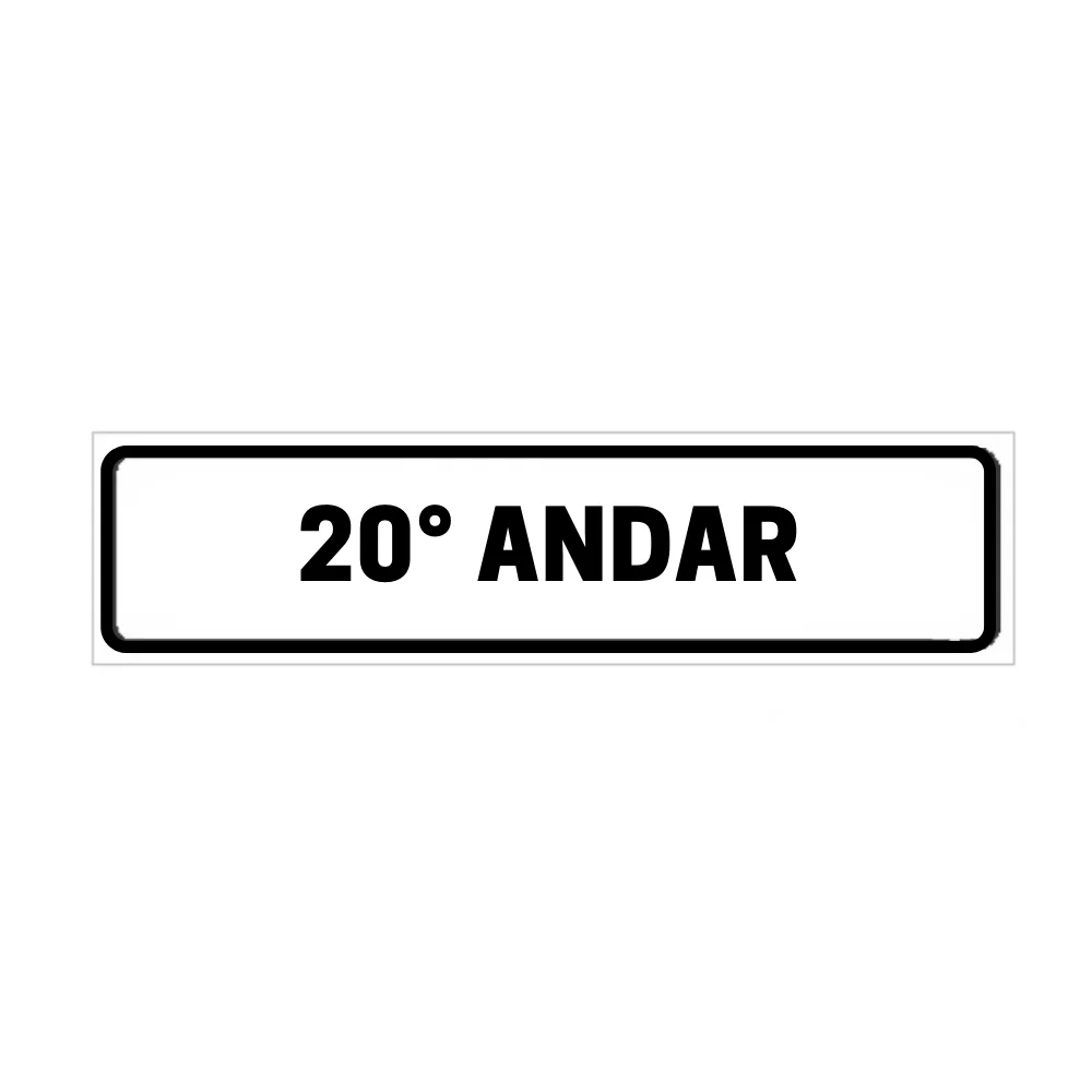 Placa de Identificação para Edifício - 20° Andar Pvc 1Mm 19X6Cm