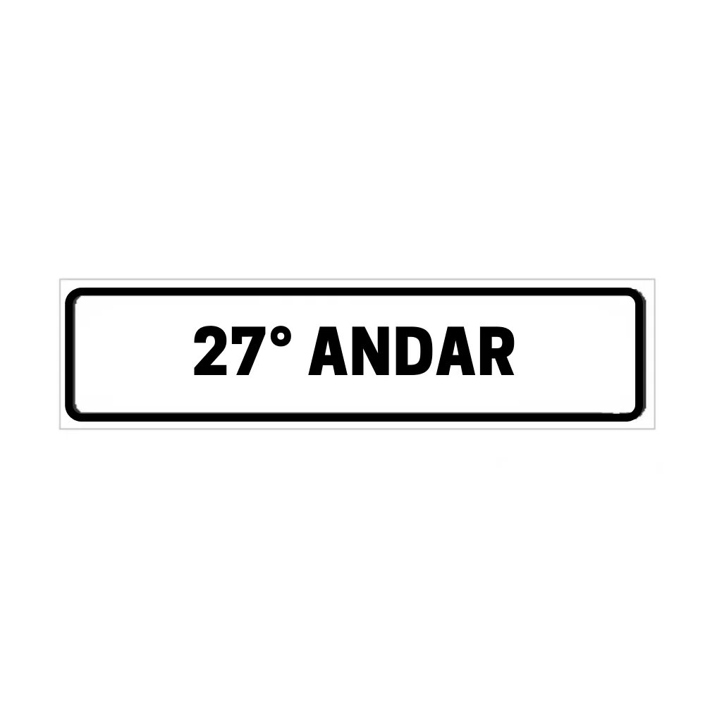 Placa de Identificação para Edifício - 27° Andar Pvc 1Mm 19X6Cm