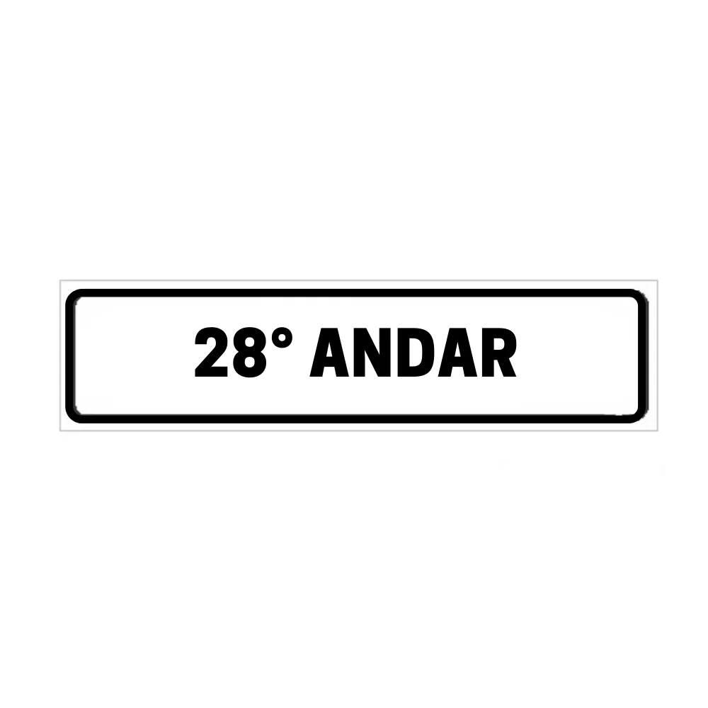 Placa de Identificação para Edifício - 28° Andar Pvc 1Mm 19X6Cm