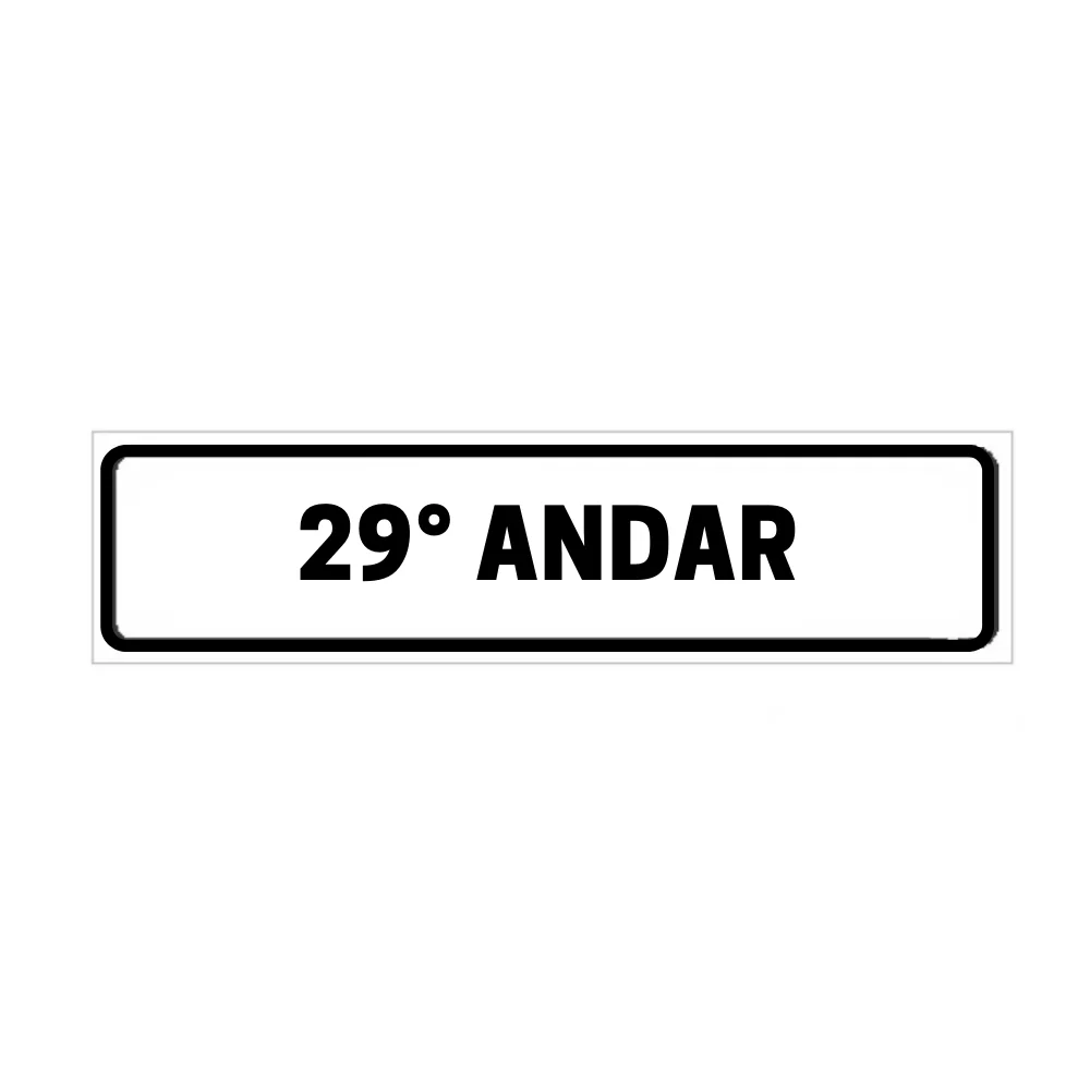 Placa de Identificação para Edifício - 29° Andar Pvc 1Mm 19X6Cm