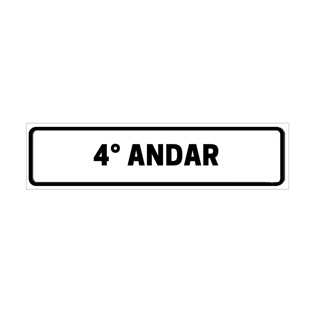 Placa de Identificação para Edifício - 4° Andar Pvc 1Mm 19X6Cm