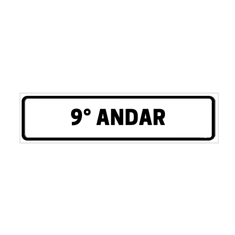 Placa de Identificação para Edifício - 9° Andar Pvc 1Mm 19X6Cm