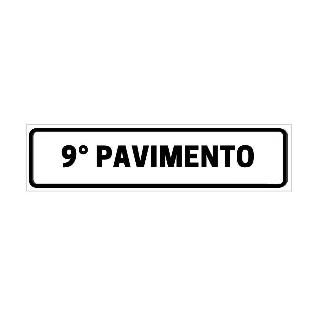 Placa de Identificação para Edifício - 9° Pavimento Pvc 1Mm 19X6Cm