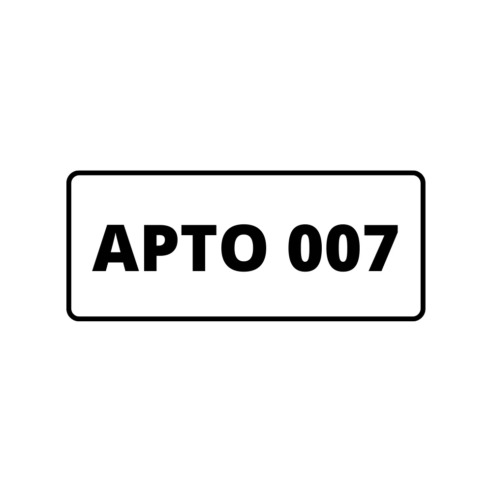 Placa de Identificação para Edifício - Apartamento 007 Pvc 1Mm 2X4Cm
