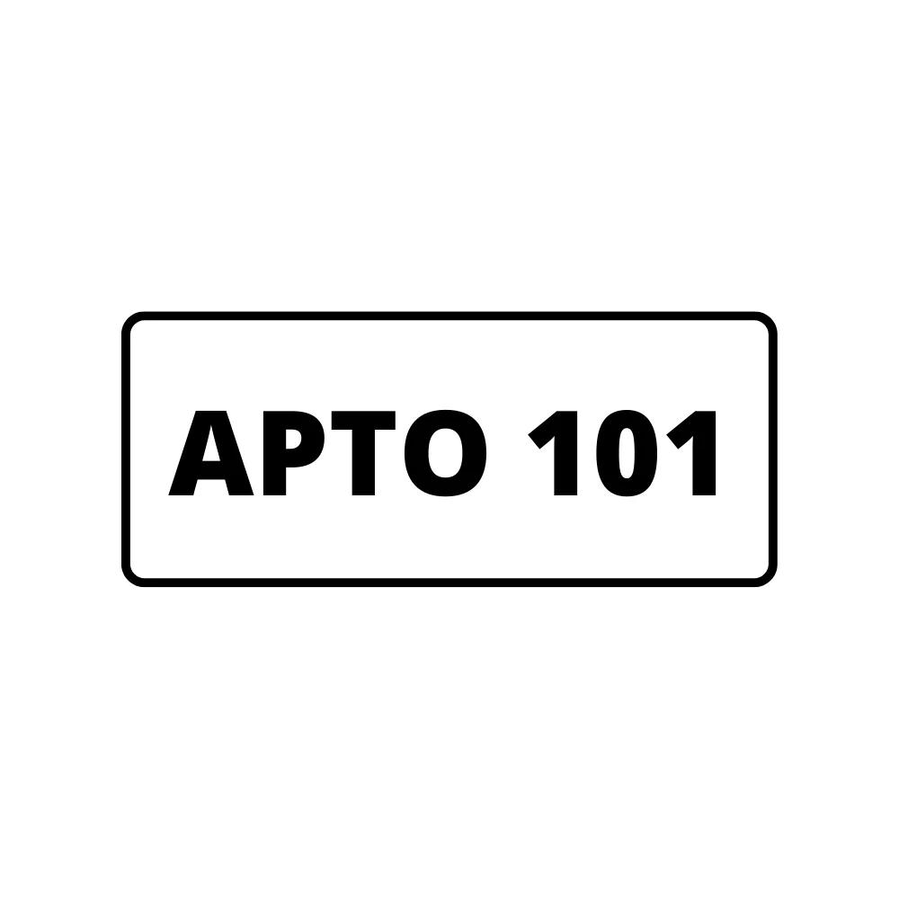 Placa de Identificação para Edifício - Apartamento 101 Pvc 1Mm 2X4Cm