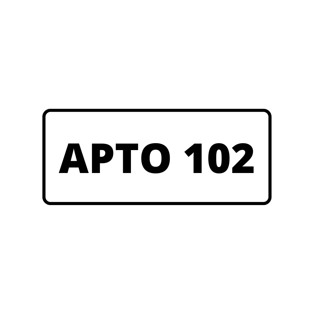 Placa de Identificação para Edifício - Apartamento 102 Pvc 1Mm 2X4Cm