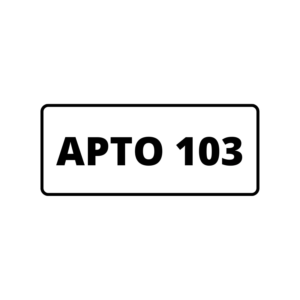 Placa de Identificação para Edifício - Apartamento 103 Pvc 1Mm 19X6Cm