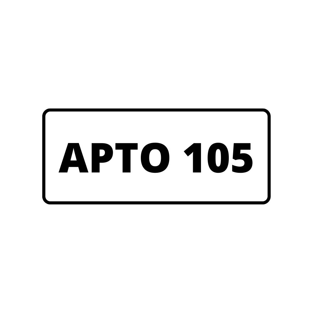 Placa de Identificação para Edifício - Apartamento 105 Pvc 1Mm 2X4Cm