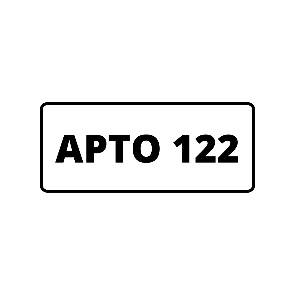 Placa de Identificação para Edifício - Apartamento 122 Pvc 1Mm 19X6Cm