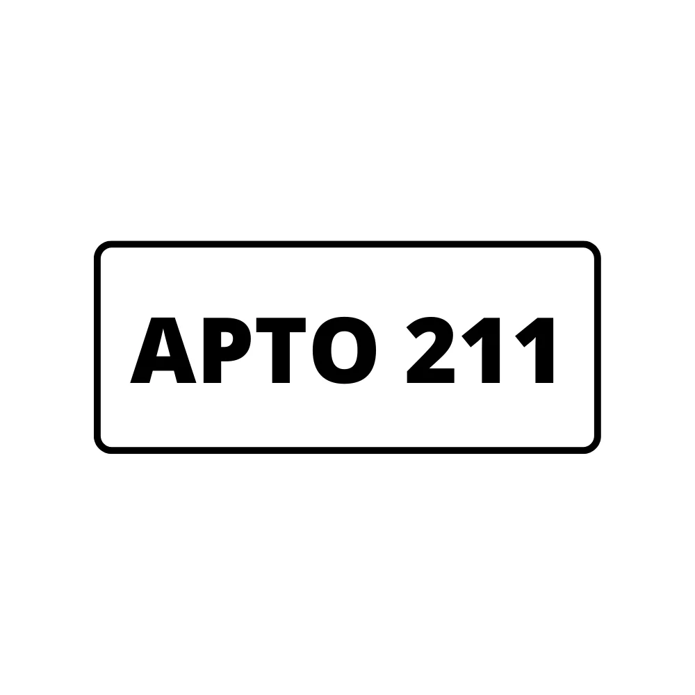 Placa de Identificação para Edifício - Apartamento 211 Pvc 1Mm 19X6Cm