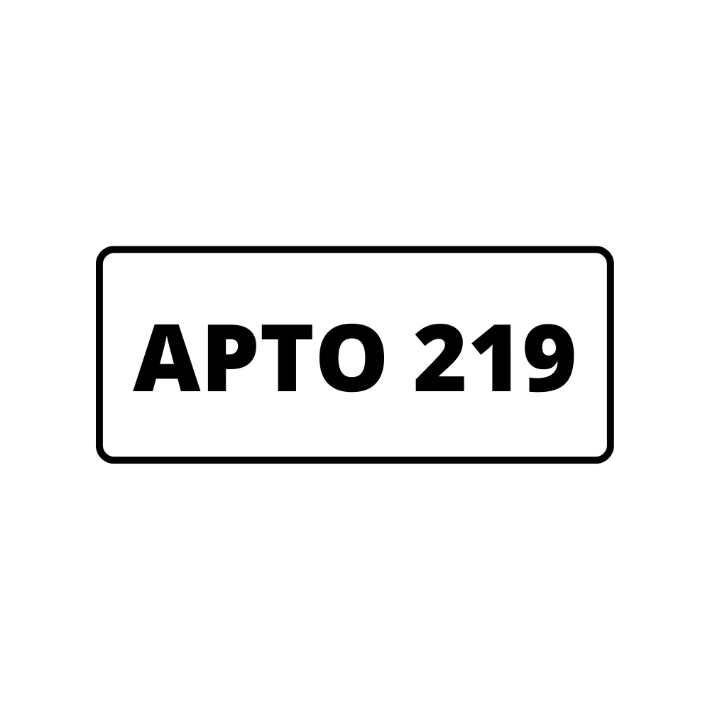 Placa de Identificação para Edifício - Apartamento 219 Pvc 1Mm 19X6Cm