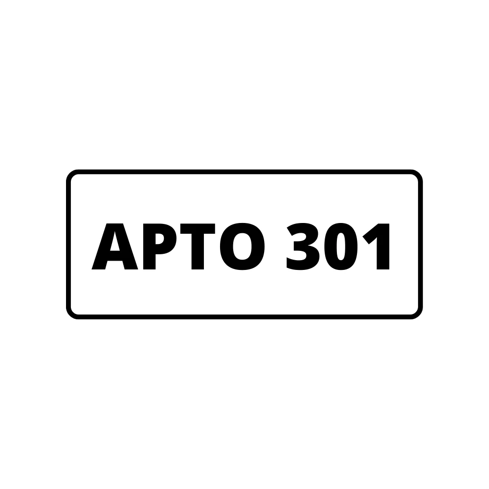 Placa de Identificação para Edifício - Apartamento 301 Pvc 1Mm 2X4Cm