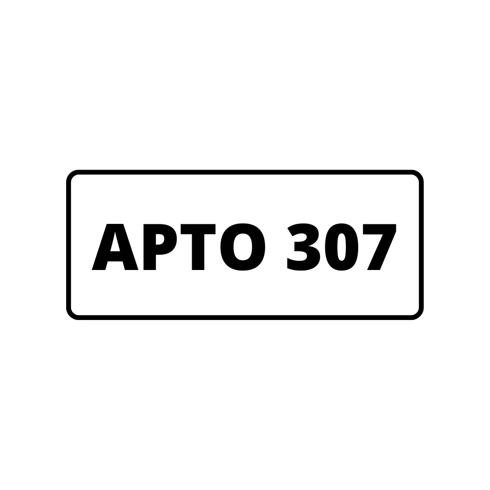 Placa de Identificação para Edifício - Apartamento 307 Pvc 1Mm 2X4Cm