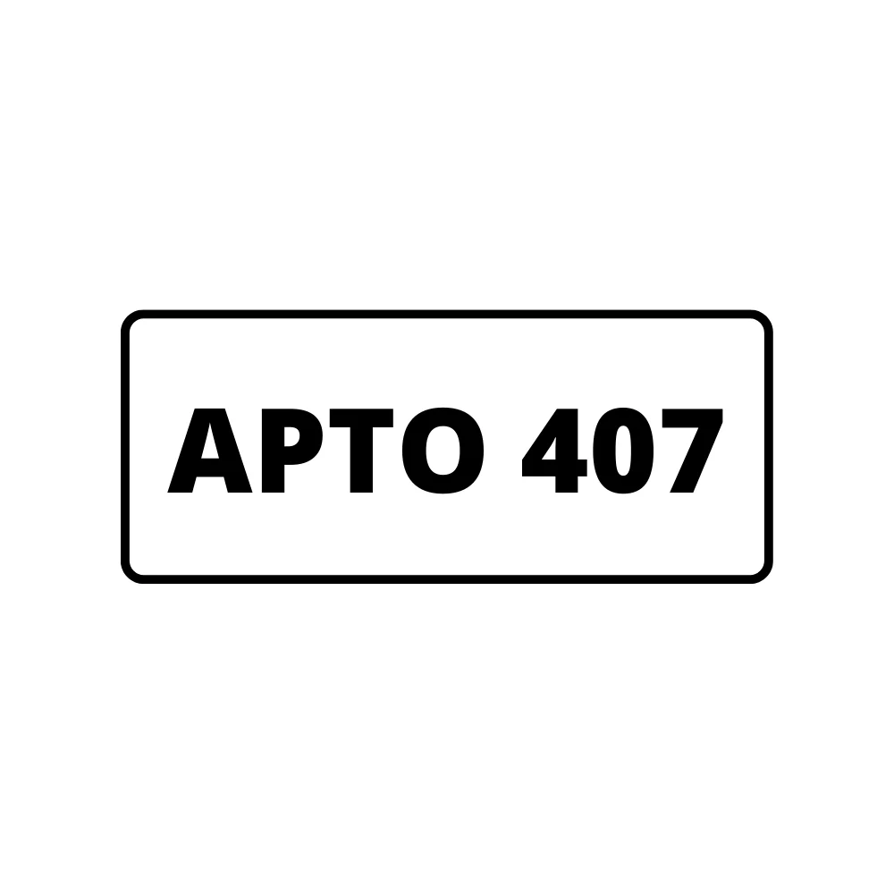 Placa de Identificação para Edifício - Apartamento 407 Pvc 1Mm 2X4Cm