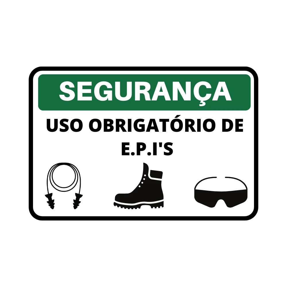 Placa de Segurança uso Obrigatório de Epi Pvc 0,5Mm 25X18Cm