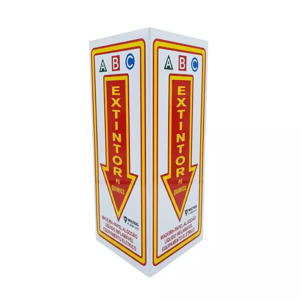 Placa de Sinalização Angular Pó Químico Abc 180 Graus