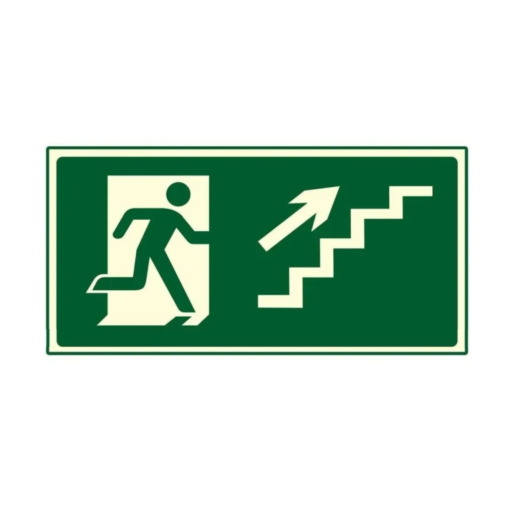 Placa Escada Subindo Direita Fotoluminescente Pvc 2Mm S11