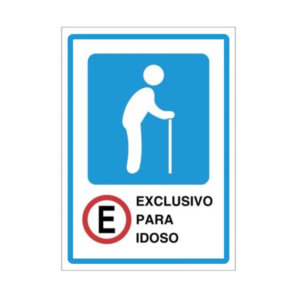 Placa Estacionamento Exclusivo para Idoso Pvc 2Mm 70X50Cm