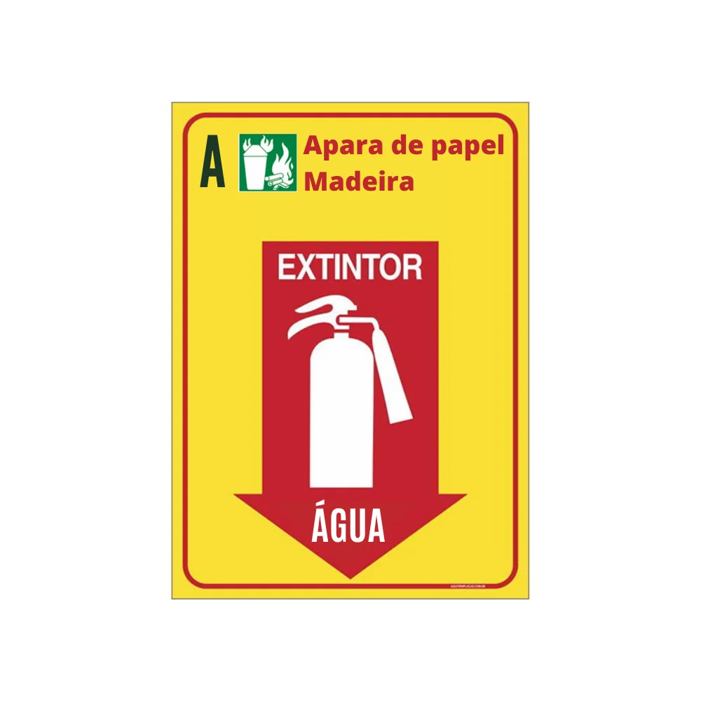 Placa Extintor Água Pvc 1Mm 26X16Cm (Fundo Amarelo)