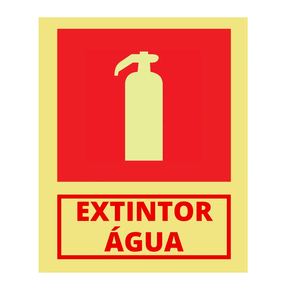 Placa Fotoluminescente Extintor Água Pvc 2Mm 20X15Cm E19