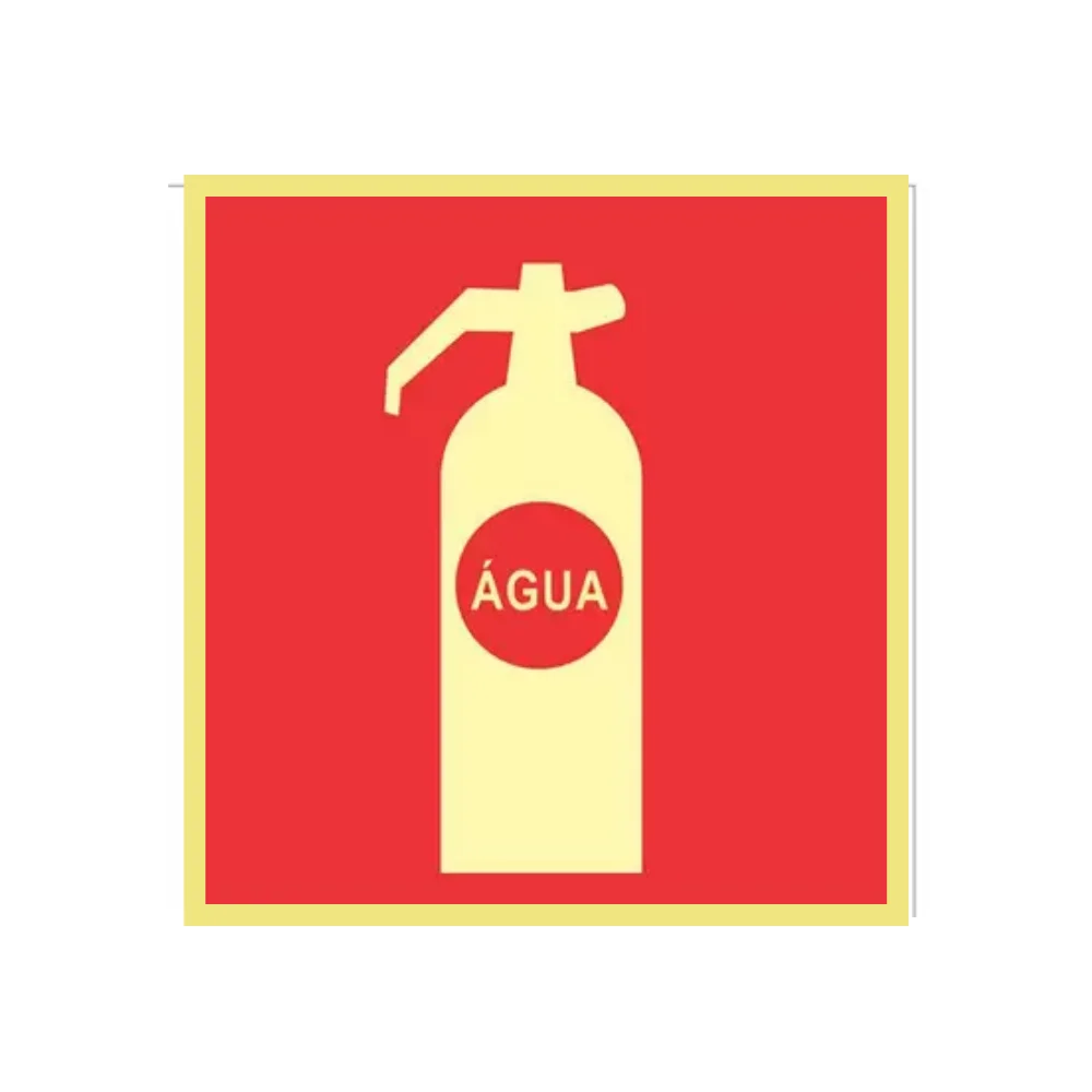 Placa Fotoluminescente Extintor Água Pvc 2Mm 20X20Cm E5