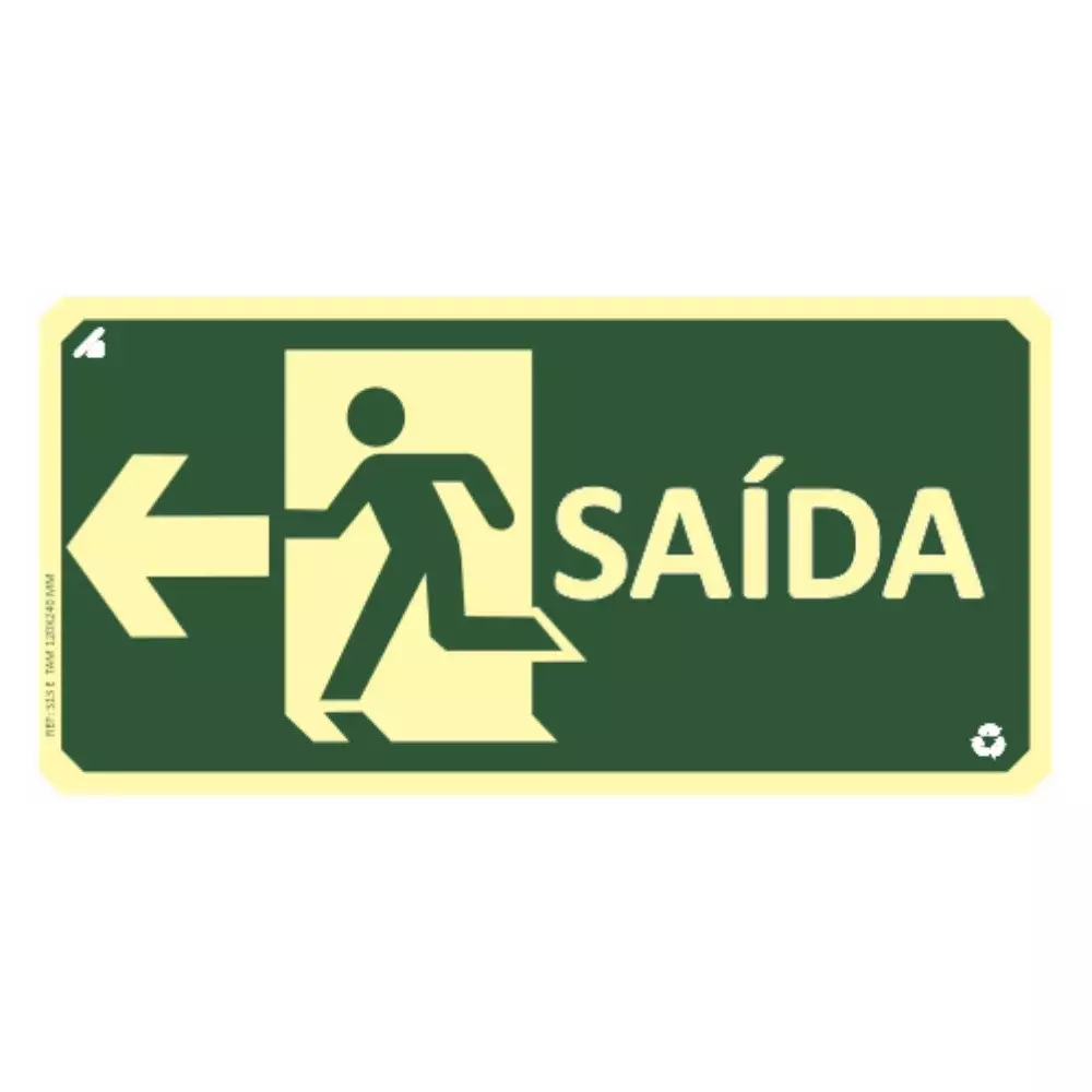 Placa Fotoluminescente Saída para Esquerda Pvc 2Mm 50X32Cm S13