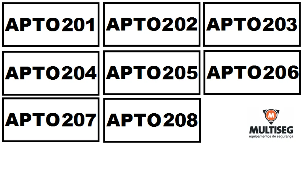 Placa Identificação Apto 201 Áo 208Apto 201