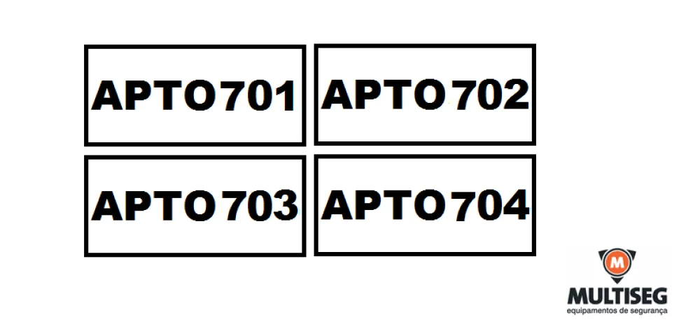Placa de Identificação para Edifício - Apartamento 702 Pvc 1Mm 2X4Cm