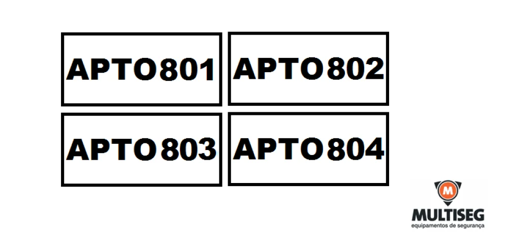 Placa de Identificação para Edifício - Apartamento 801 Pvc 1Mm 2X4Cm