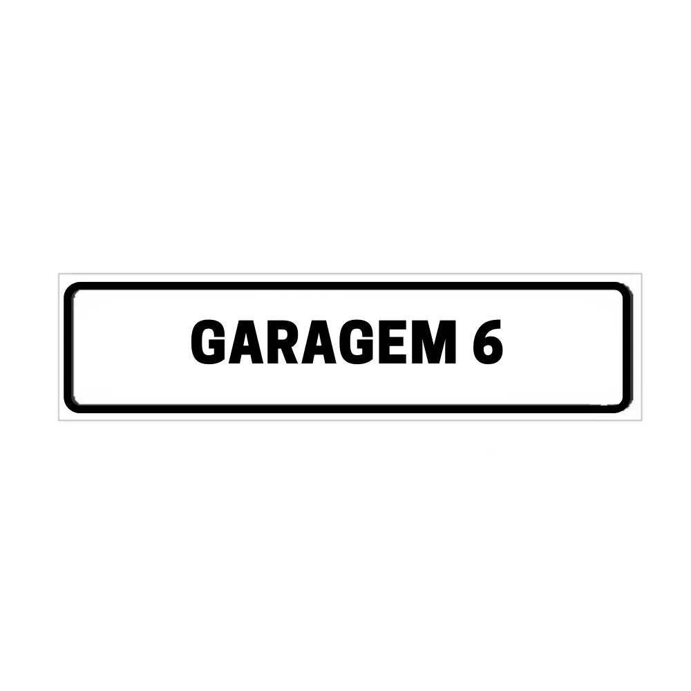Placa de Identificação para Edifício - Garagem 06 Pvc 1Mm 19X06Cm