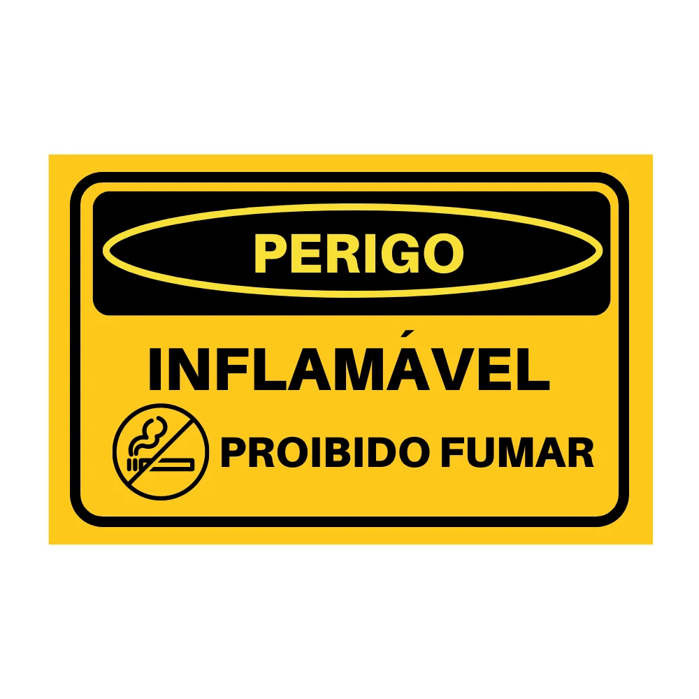 Placa Perigo Inflamável Não Fume Pvc 1Mm 15X10Cm