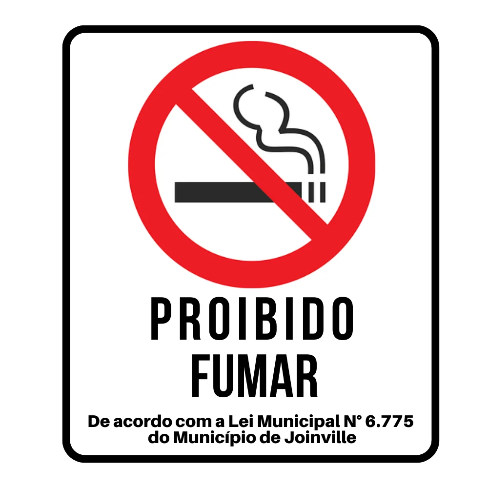 Placa Proibido Fumar com Lei Municipal Pvc 1Mm 24X18Cm