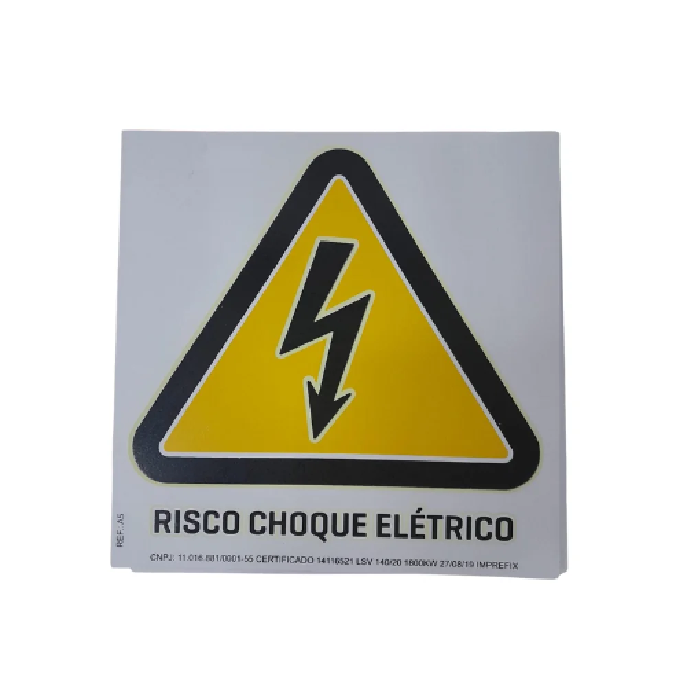 Placa Risco Choque Eletrico Fotol. 20 X 20 CM 2 MM