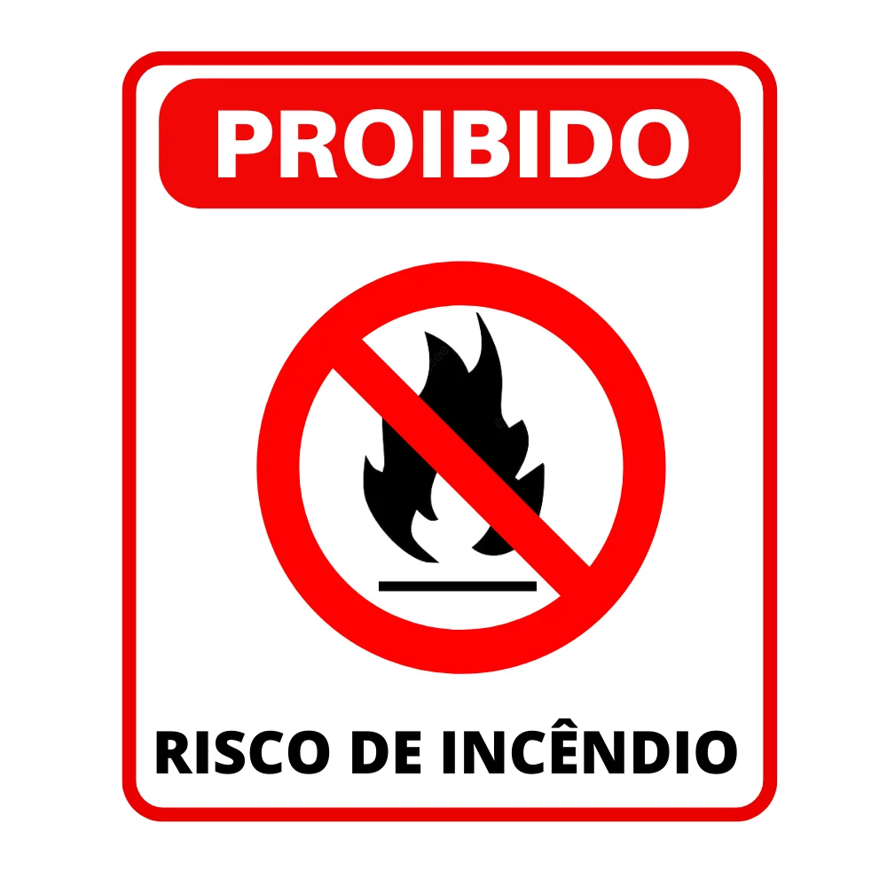 Placa Risco de Incêndio Pvc 0,5Mm 22X18Cm