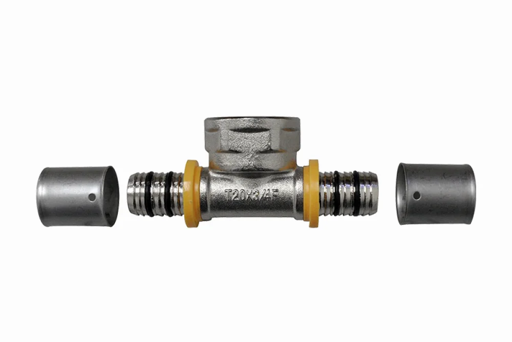 Tê Compressão com Rosca Central Fêmea Pex Multicamadas para Gás 16Mm 1/2