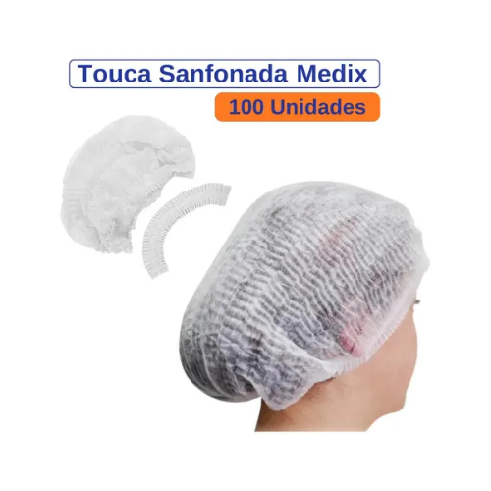 Touca Tnt Sanfonada Branca - Pacote com 100 Pçs Medix