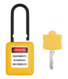Cadeado de Bloqueio Plástico Haste Plástica - 6,3Mm de Diâmetro e 38Mm de Altura 1 1/2" - Amarelo