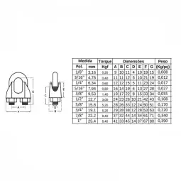 Clips Grampo para Cabo de Aço 7,93Mm 5/16