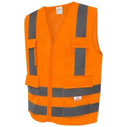 Colete Refletivo Laranja Fluorescente 4 Bolsos Alta Visibilidade Steelflex